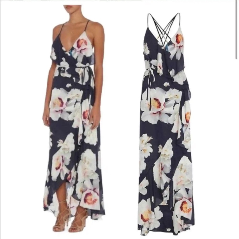 INTERMIX Barletta Silk Ruffle Maxi Dress
